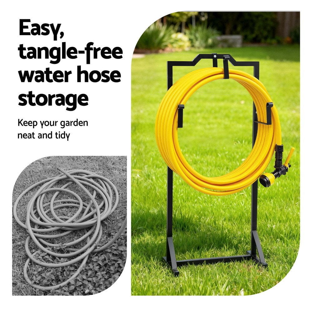 Green Fingers Home & Garden > Garden Tools > Garden Hoses Green Fingers Garden Hose Holder Metal Portable Freestanding Hose Stand 4 Spikes Black