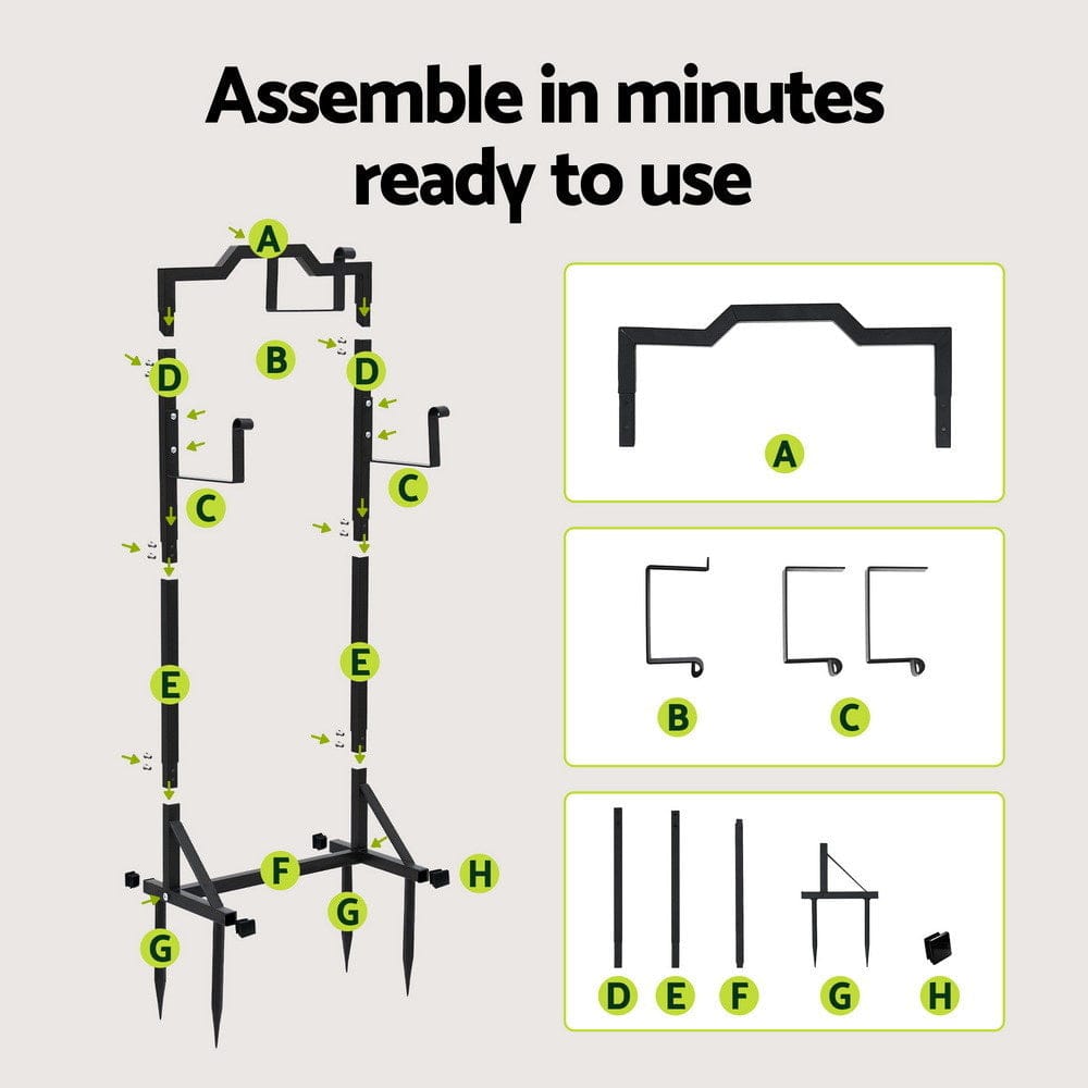 Green Fingers Home & Garden > Garden Tools > Garden Hoses Green Fingers Garden Hose Holder Metal Portable Freestanding Hose Stand 4 Spikes Black