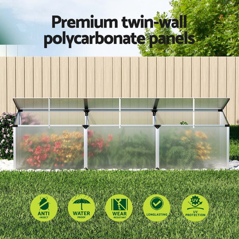 Green Fingers Home & Garden > Greenhouses > Greenhouses & Accessories Green Fingers Greenhouse 180x50x50CM Cold Frame Plant Grow Aluminium Polycarbonate Green House