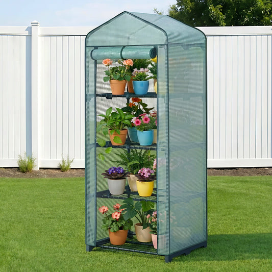 Green Fingers Home & Garden > Greenhouses > Greenhouses & Accessories Green Fingers Greenhouse 4 Tiers Mini Green House Garden Bed 1.6x0.7x0.5M