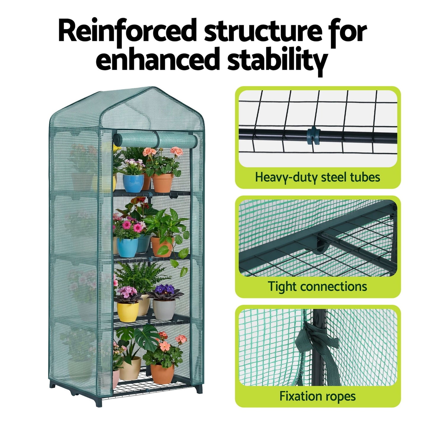 Green Fingers Home & Garden > Greenhouses > Greenhouses & Accessories Green Fingers Greenhouse 4 Tiers Mini Green House Garden Bed 1.6x0.7x0.5M