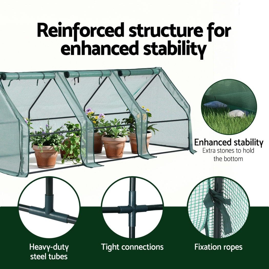 Green Fingers Home & Garden > Greenhouses > Greenhouses & Accessories Green Fingers Mini Greenhouse 240x90x90cm Steel Frame PE Cover Outdoor Shelter