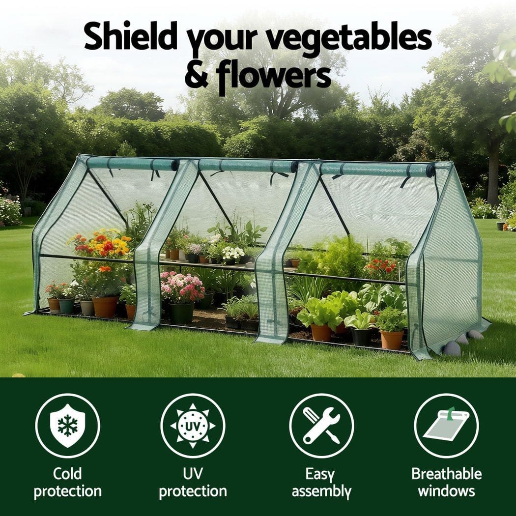 Green Fingers Home & Garden > Greenhouses > Greenhouses & Accessories Green Fingers Mini Greenhouse 240x90x90cm Steel Frame PE Cover Outdoor Shelter