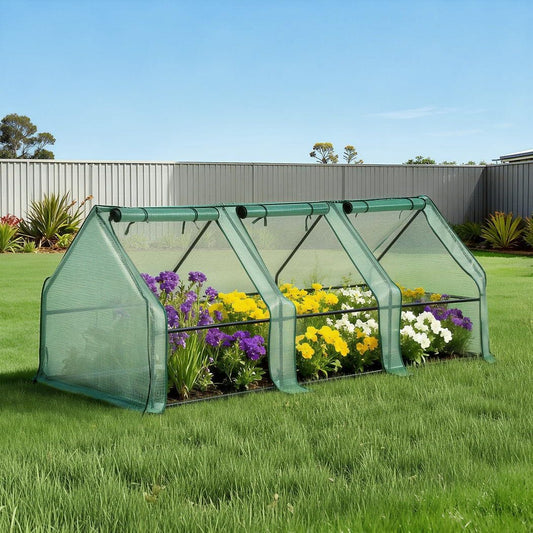 Green Fingers Home & Garden > Greenhouses > Greenhouses & Accessories Green Fingers Mini Greenhouse 240x90x90cm Steel Frame PE Cover Outdoor Shelter
