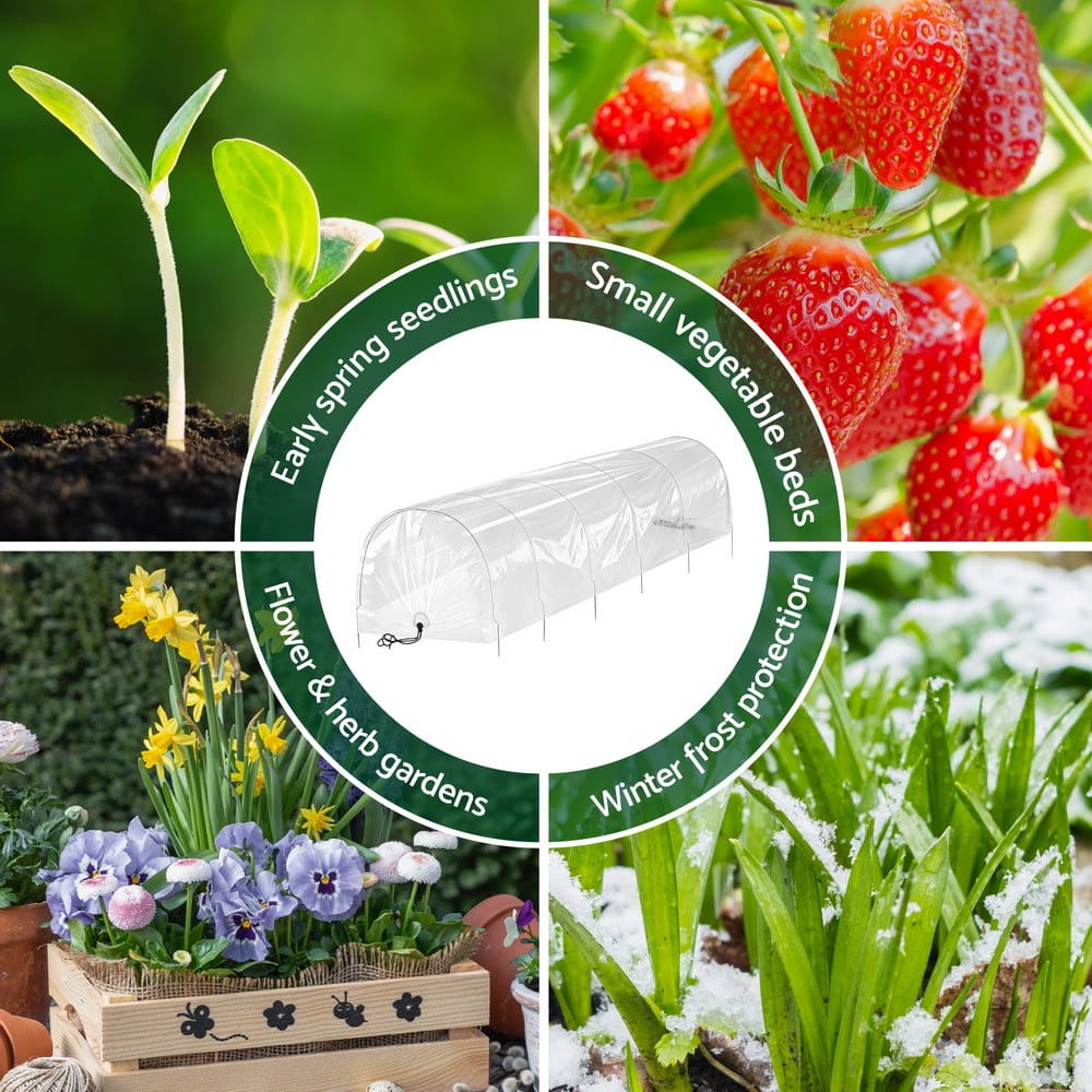 Green Fingers Home & Garden > Greenhouses > Greenhouses & Accessories Green Fingers Mini Greenhouse 300x45x30cm Tunnel Clear PVC Steel Frame Portable