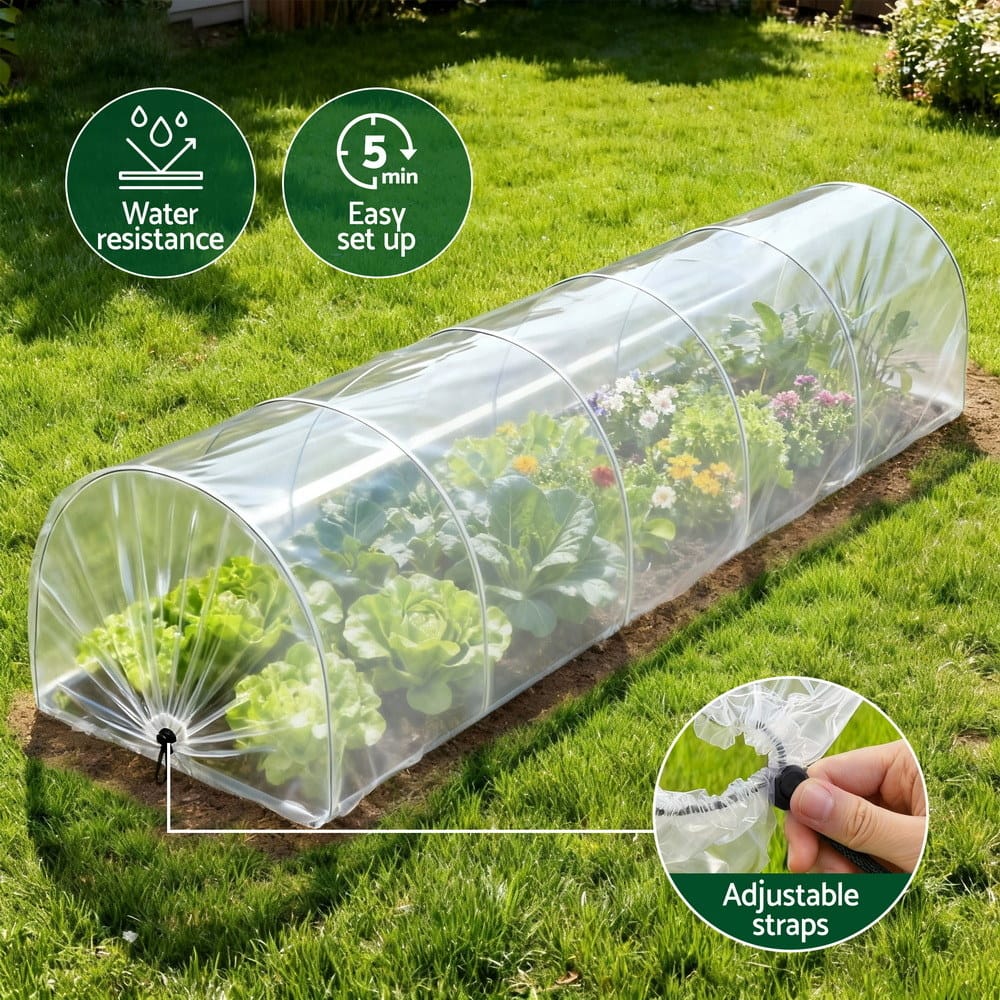Green Fingers Home & Garden > Greenhouses > Greenhouses & Accessories Green Fingers Mini Greenhouse 300x45x30cm Tunnel Clear PVC Steel Frame Portable