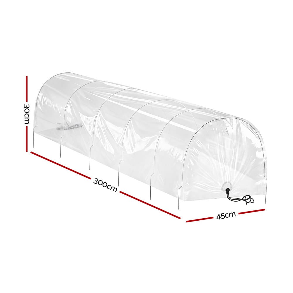 Green Fingers Home & Garden > Greenhouses > Greenhouses & Accessories Green Fingers Mini Greenhouse 300x45x30cm Tunnel Clear PVC Steel Frame Portable