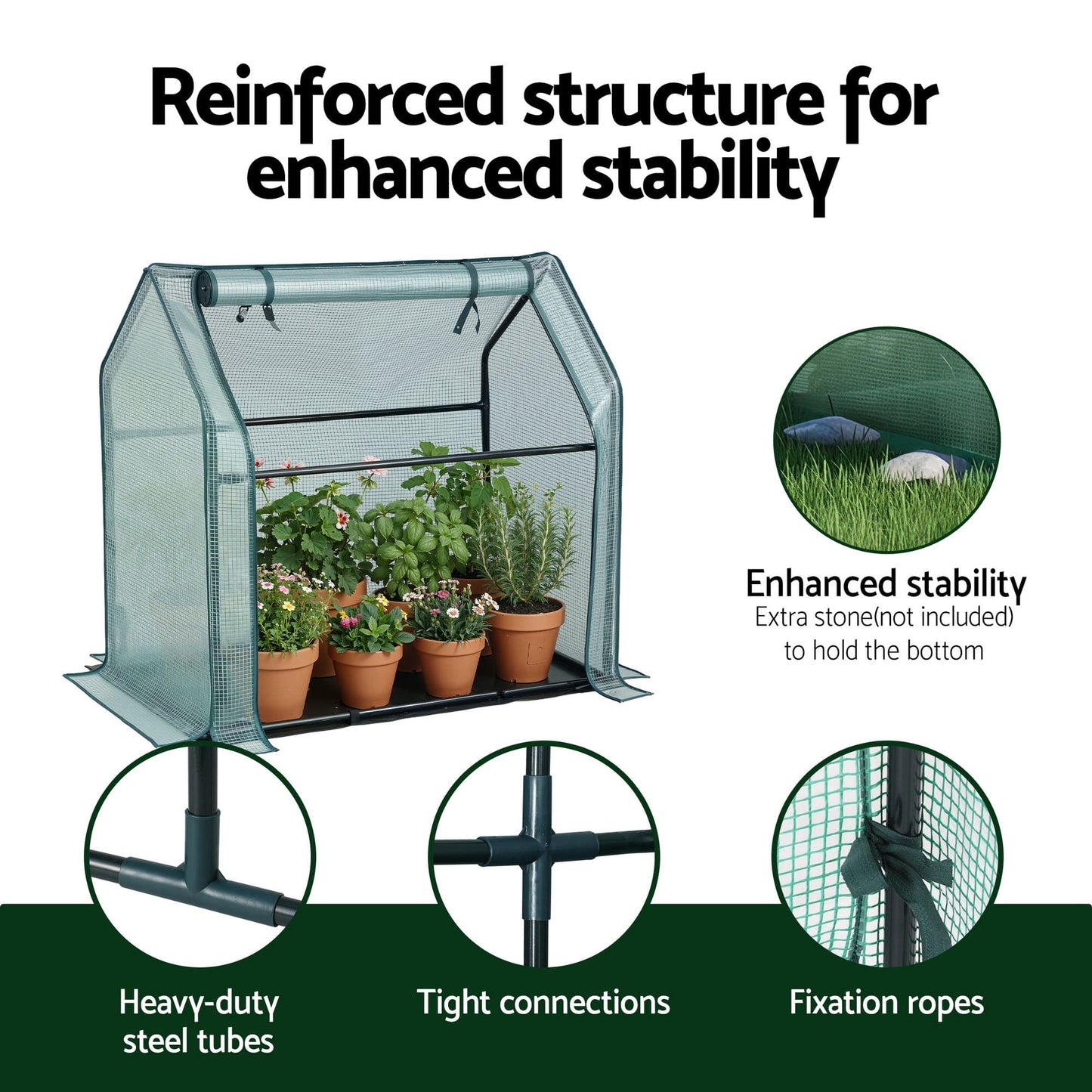 Green Fingers Home & Garden > Greenhouses > Greenhouses & Accessories Green Fingers Mini Greenhouse 91x46x84cm Steel Frame PE Cover Outdoor Shelter