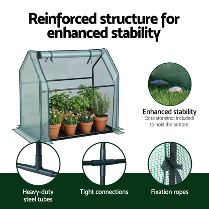 Green Fingers Home & Garden > Greenhouses > Greenhouses & Accessories Green Fingers Mini Greenhouse 91x46x84cm Steel Frame PE Cover Outdoor Shelter
