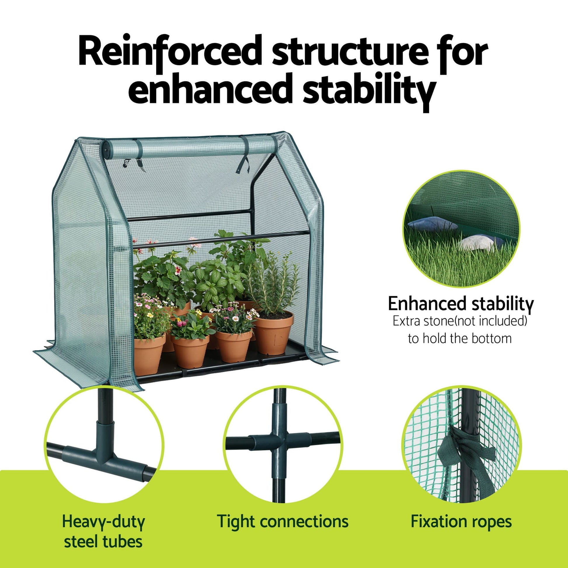 Green Fingers Home & Garden > Greenhouses > Greenhouses & Accessories Green Fingers Mini Greenhouse 91x46x84cm Steel Frame PE Cover Outdoor Shelter