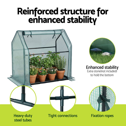 Green Fingers Home & Garden > Greenhouses > Greenhouses & Accessories Green Fingers Mini Greenhouse 91x46x84cm Steel Frame PE Cover Outdoor Shelter