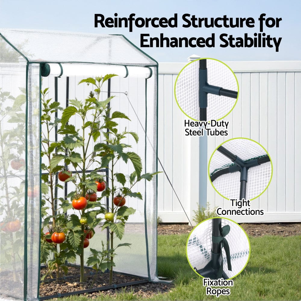 Green Fingers Home & Garden > Greenhouses > Greenhouses & Accessories Green Fingers Mini Greenhouse PE Cover Green House Roll-Up Zippered Door 1.0x0.8x1.5M