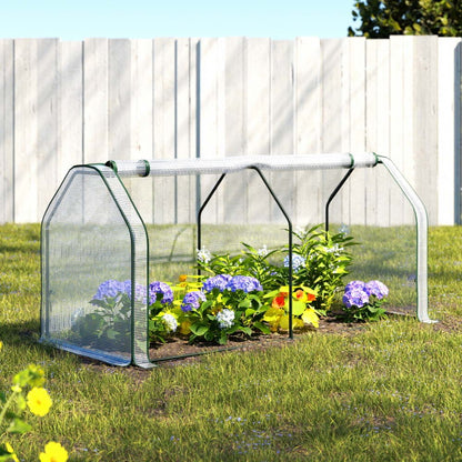 Green Fingers Home & Garden > Greenhouses > Greenhouses & Accessories Green Fingers Mini Greenhouse PE Cover Green House Roll-Up Zippered Door 1.2x0.5x0.6M