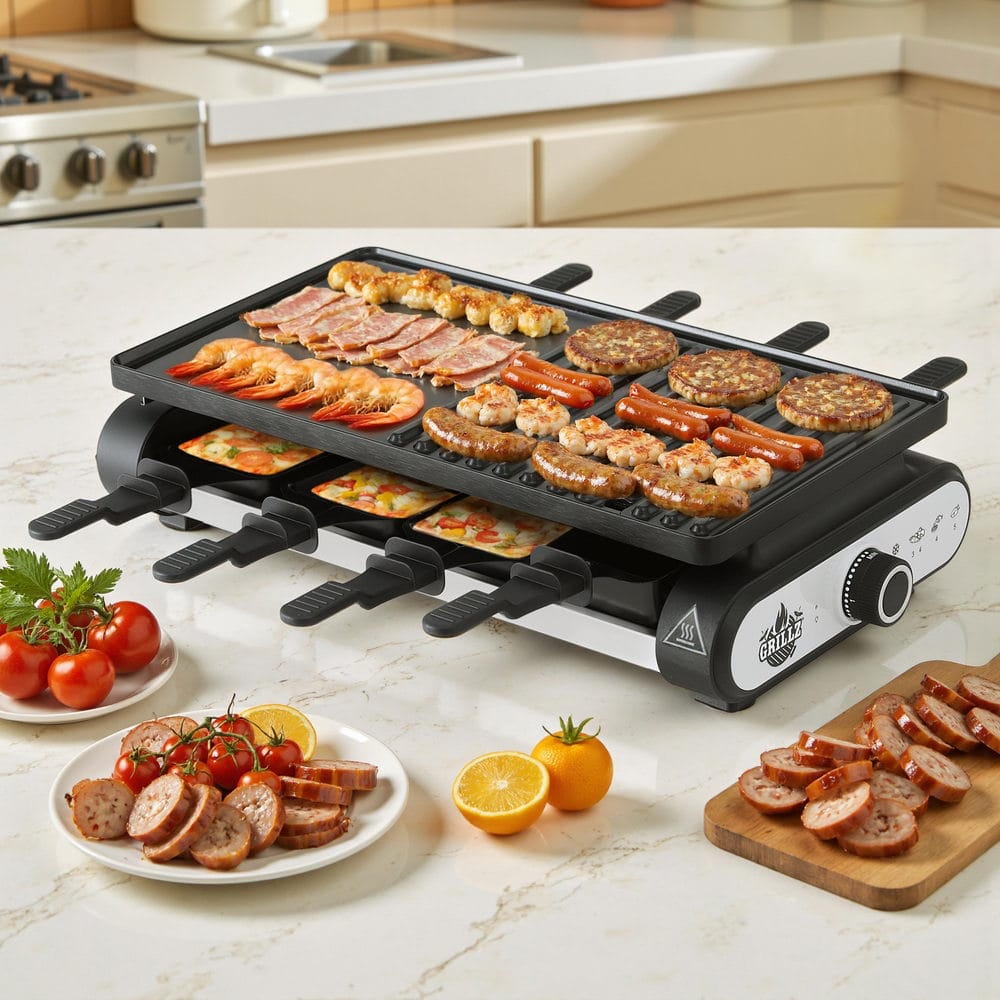 Grillz Home & Garden > BBQ > BBQs & Accessories Grillz 1400W Electric BBQ Grill w/ 7 Cooking Pans