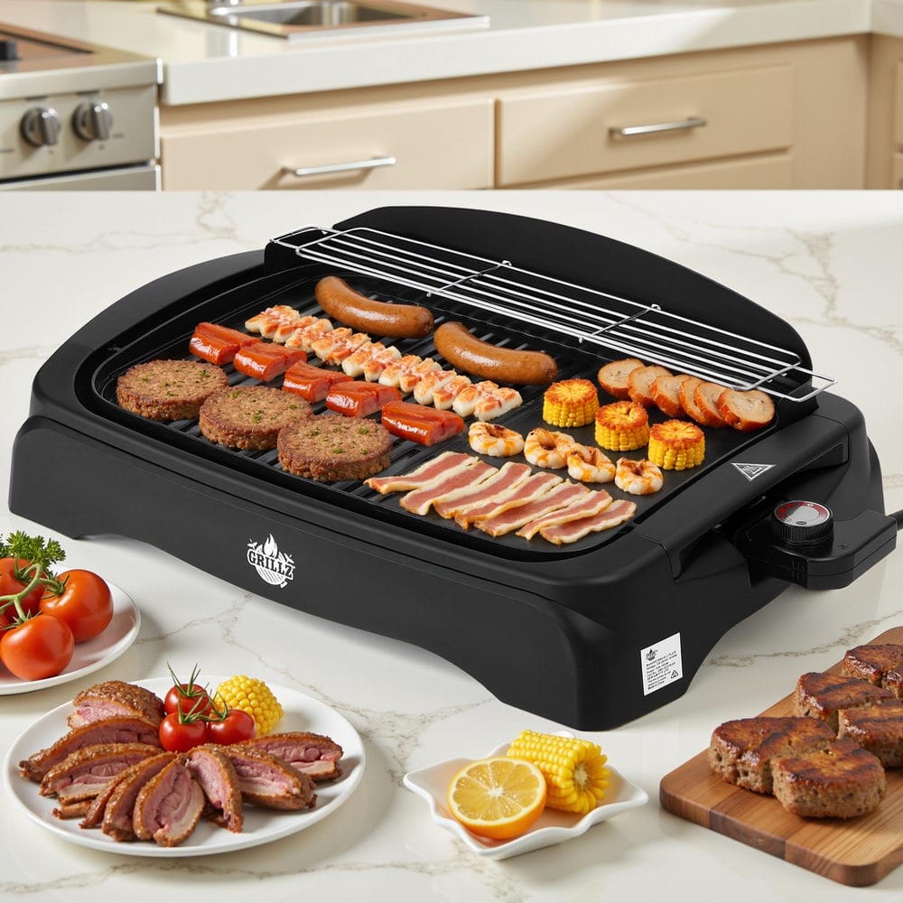 Grillz Home & Garden > BBQ > BBQs & Accessories Grillz 1950W Electric BBQ Grill Non-stick Plate for Indoor Outdoor