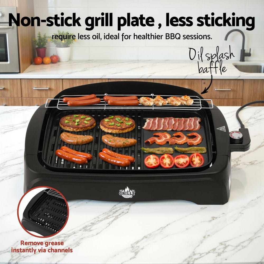 Grillz Home & Garden > BBQ > BBQs & Accessories Grillz 1950W Electric BBQ Grill Non-stick Plate for Indoor Outdoor