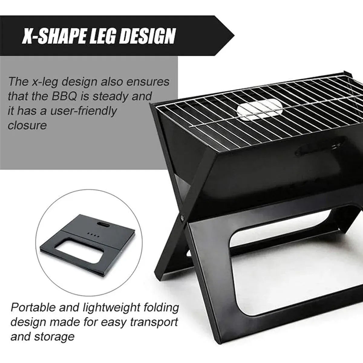 Grillz Home & Garden > BBQ > BBQs & Accessories Grillz BBQ Grill Charcoal Smoker Outdoor Portable Camping Folding Steel Barbecue