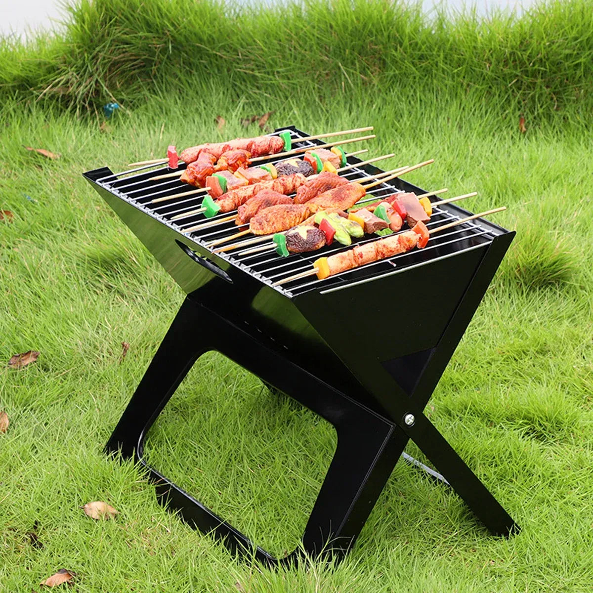 Grillz Home & Garden > BBQ > BBQs & Accessories Grillz BBQ Grill Charcoal Smoker Outdoor Portable Camping Folding Steel Barbecue