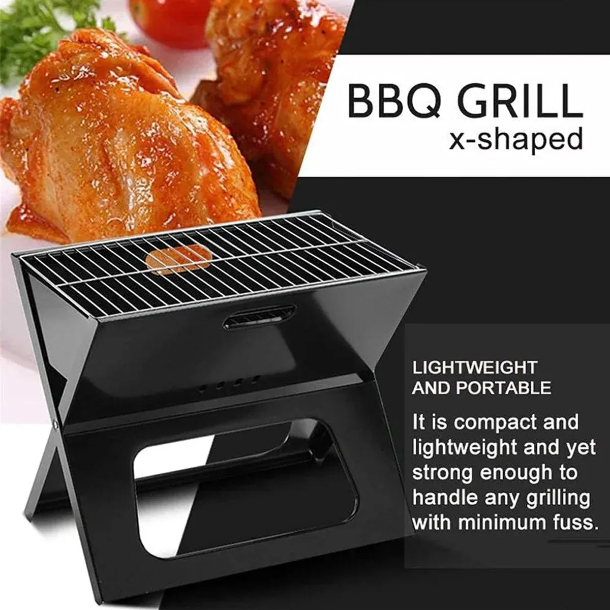 Grillz Home & Garden > BBQ > BBQs & Accessories Grillz BBQ Grill Charcoal Smoker Outdoor Portable Camping Folding Steel Barbecue