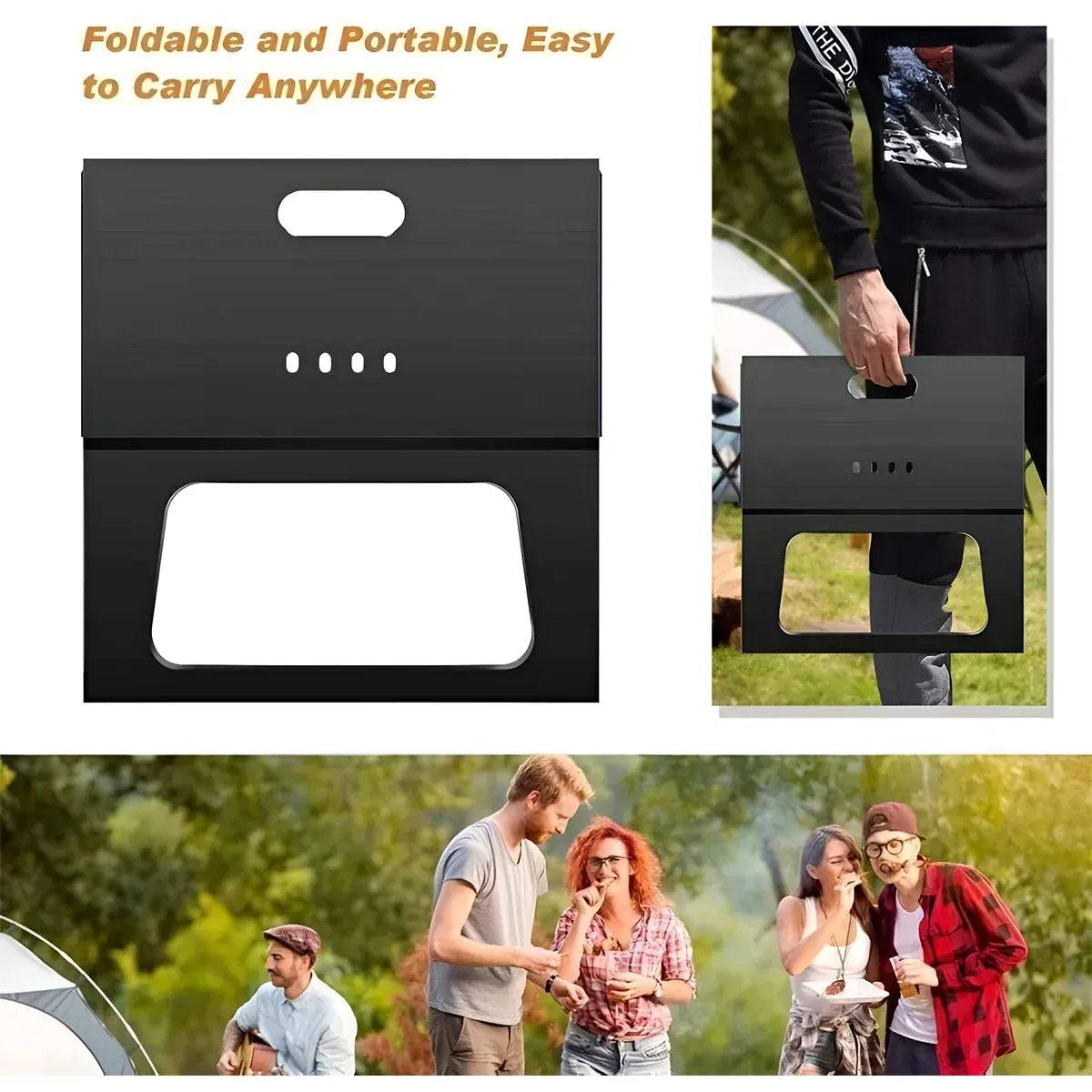 Grillz Home & Garden > BBQ > BBQs & Accessories Grillz BBQ Grill Charcoal Smoker Outdoor Portable Camping Folding Steel Barbecue