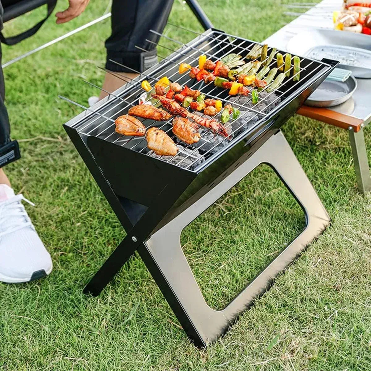 Grillz Home & Garden > BBQ > BBQs & Accessories Grillz BBQ Grill Charcoal Smoker Outdoor Portable Camping Folding Steel Barbecue
