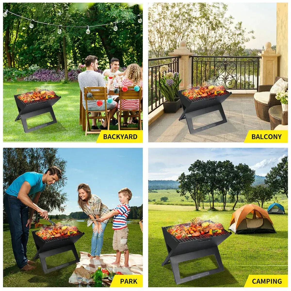Grillz Home & Garden > BBQ > BBQs & Accessories Grillz BBQ Grill Charcoal Smoker Outdoor Portable Camping Folding Steel Barbecue