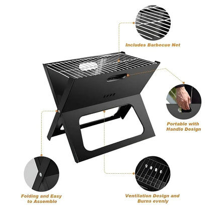 Grillz Home & Garden > BBQ > BBQs & Accessories Grillz BBQ Grill Charcoal Smoker Outdoor Portable Camping Folding Steel Barbecue