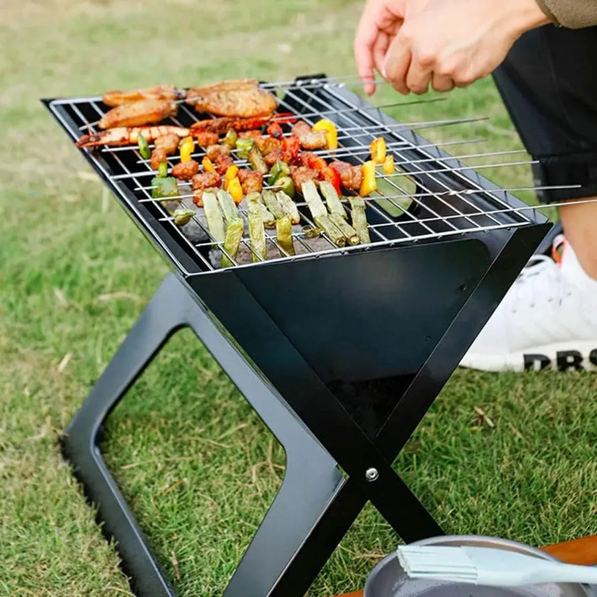 Grillz Home & Garden > BBQ > BBQs & Accessories Grillz BBQ Grill Charcoal Smoker Outdoor Portable Camping Folding Steel Barbecue