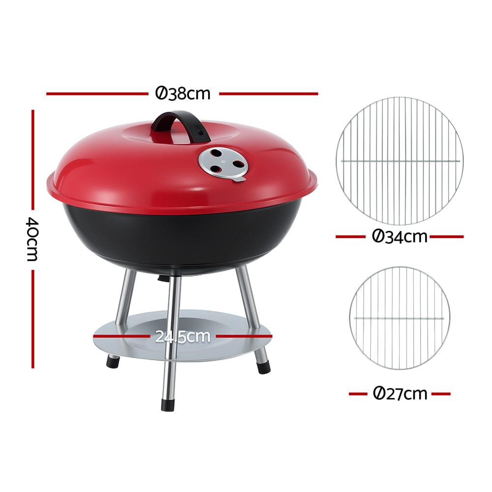 Grillz Home & Garden > BBQ > BBQs & Accessories Grillz Charcoal BBQ Grill Portable with Lid for Camping Outdoor