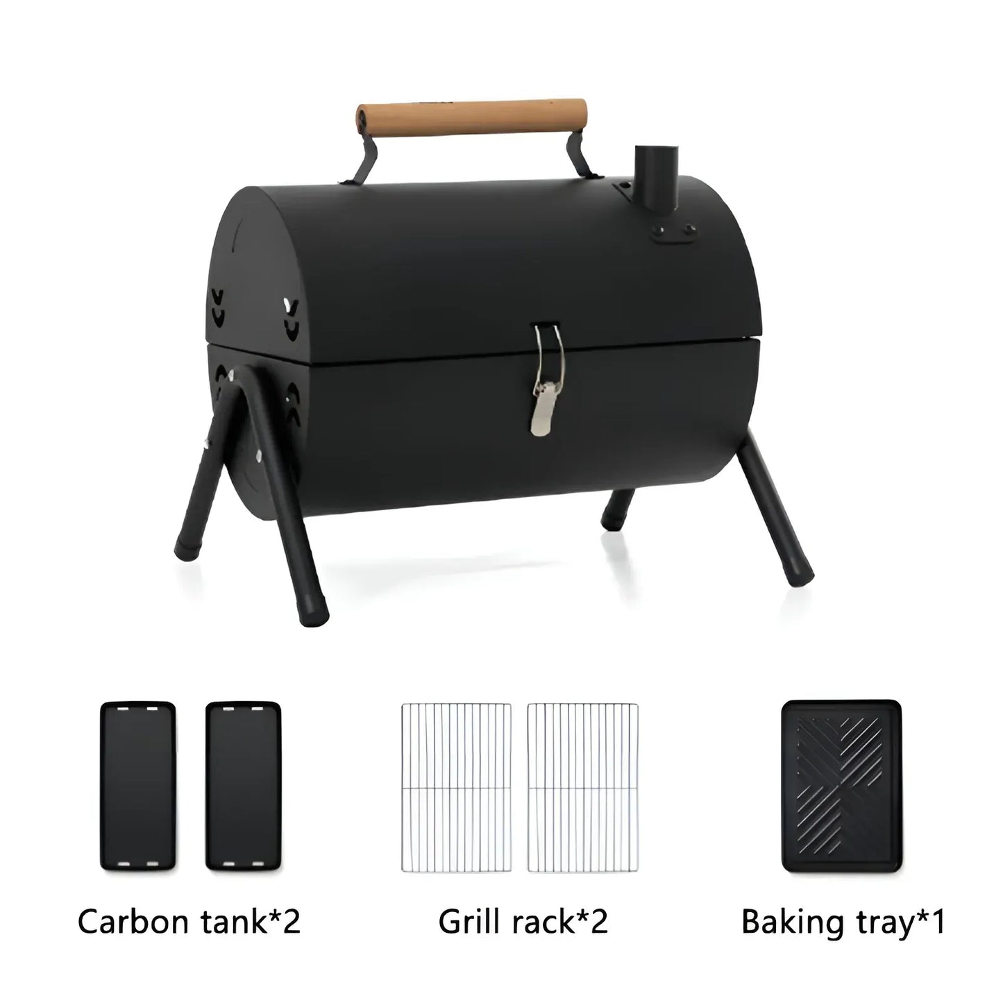Grillz Home & Garden > BBQ > BBQs & Accessories Grillz Charcoal BBQ Portable Grill Camping Barbecue Outdoor Cooking Smoker - Black