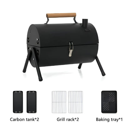 Grillz Home & Garden > BBQ > BBQs & Accessories Grillz Charcoal BBQ Portable Grill Camping Barbecue Outdoor Cooking Smoker - Black