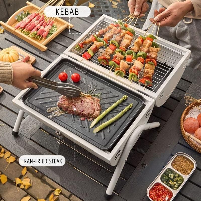 Grillz Home & Garden > BBQ > BBQs & Accessories Grillz Charcoal BBQ Portable Grill Camping Barbecue Outdoor Cooking Smoker - Black