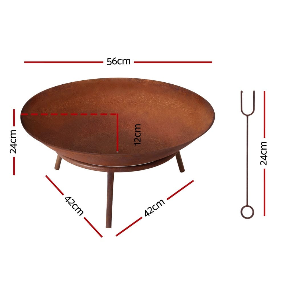 Grillz Home & Garden > Firepits > Fire Pits Grillz 56cm Fire Pit Iron Rustic Bowl Outdoor