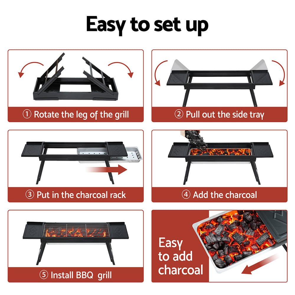 Grillz Home & Garden > Firepits > Fire Pits Grillz Charcoal BBQ Grill Smoker Portable Barbecue Outdoor Foldable Camping
