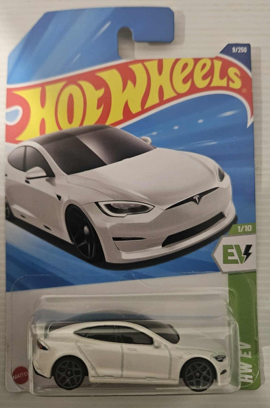 Hot Wheels Hot Wheels Tesla Model S Plaid in WHITE HW EV Long Card