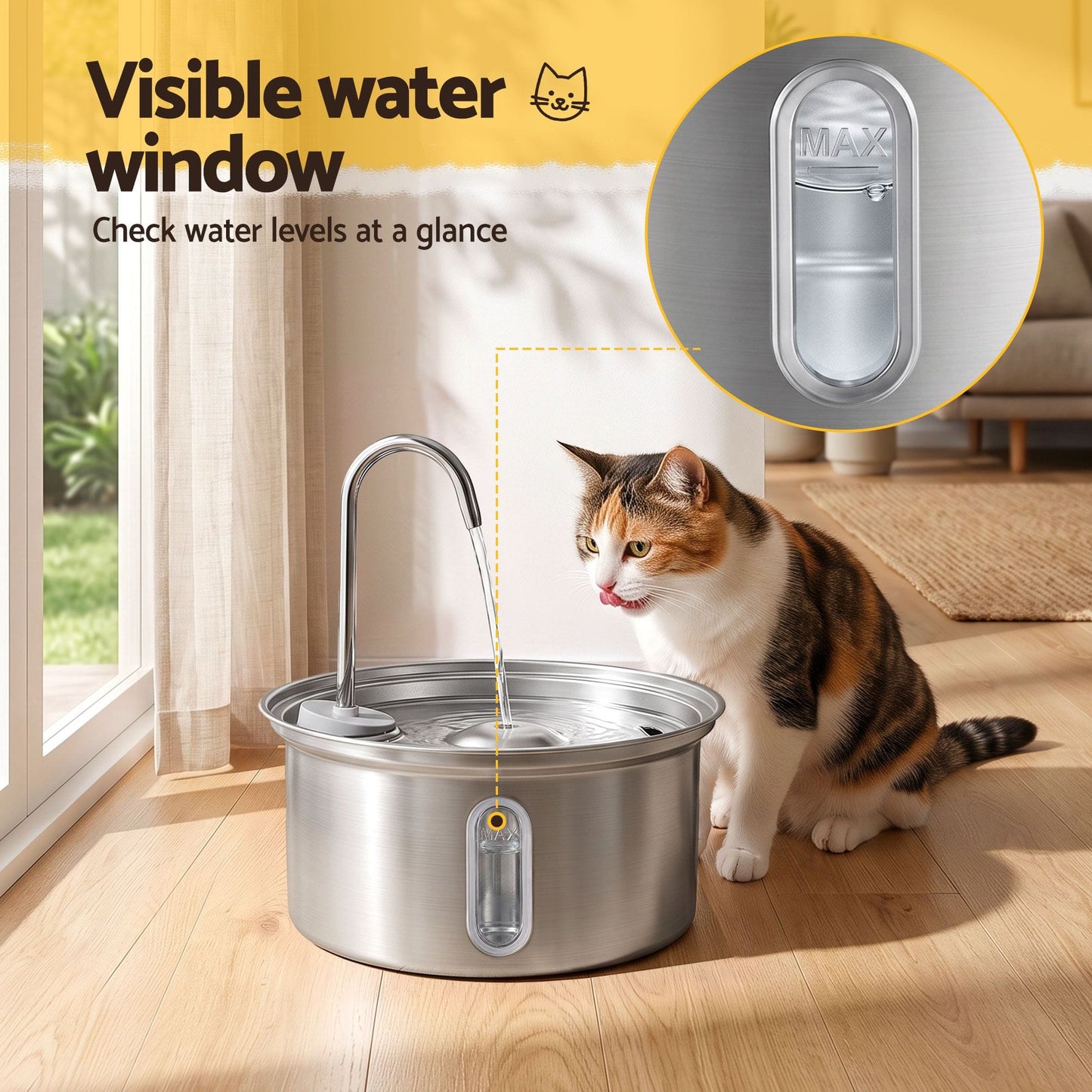 i.Pet Pet Care > Cat Supplies > Cat Bowls, Feeders & Waterers i.Pet 3.2L Cat Water Fountain Pet Feeder Dog Drinking Dispenser 304 Stainless Steel