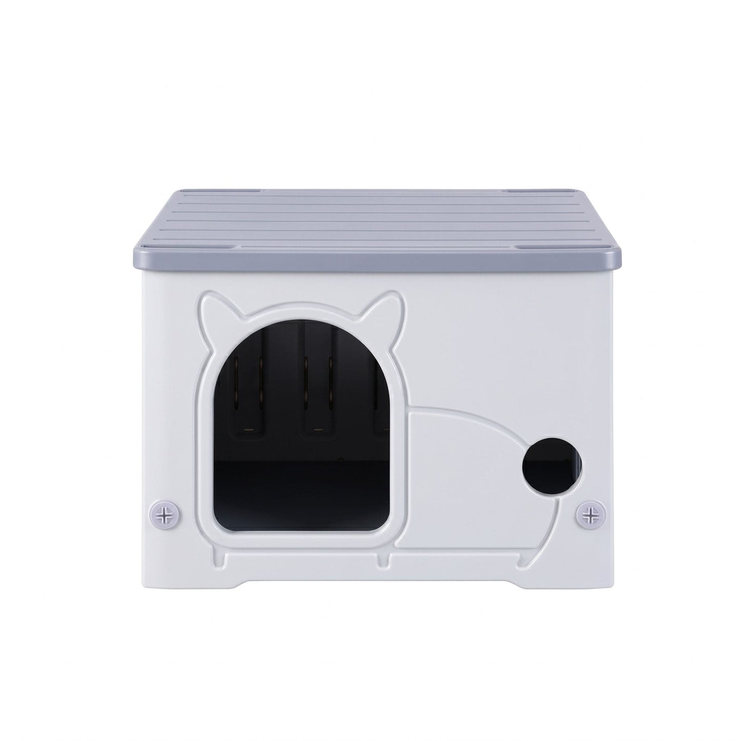 i.Pet Pet Care > Cat Supplies > Cat Carriers & Crates i.Pet Cat House Enclosed Shelter Plastic Nest Stackable Bench Box Outdoor Indoor Grey