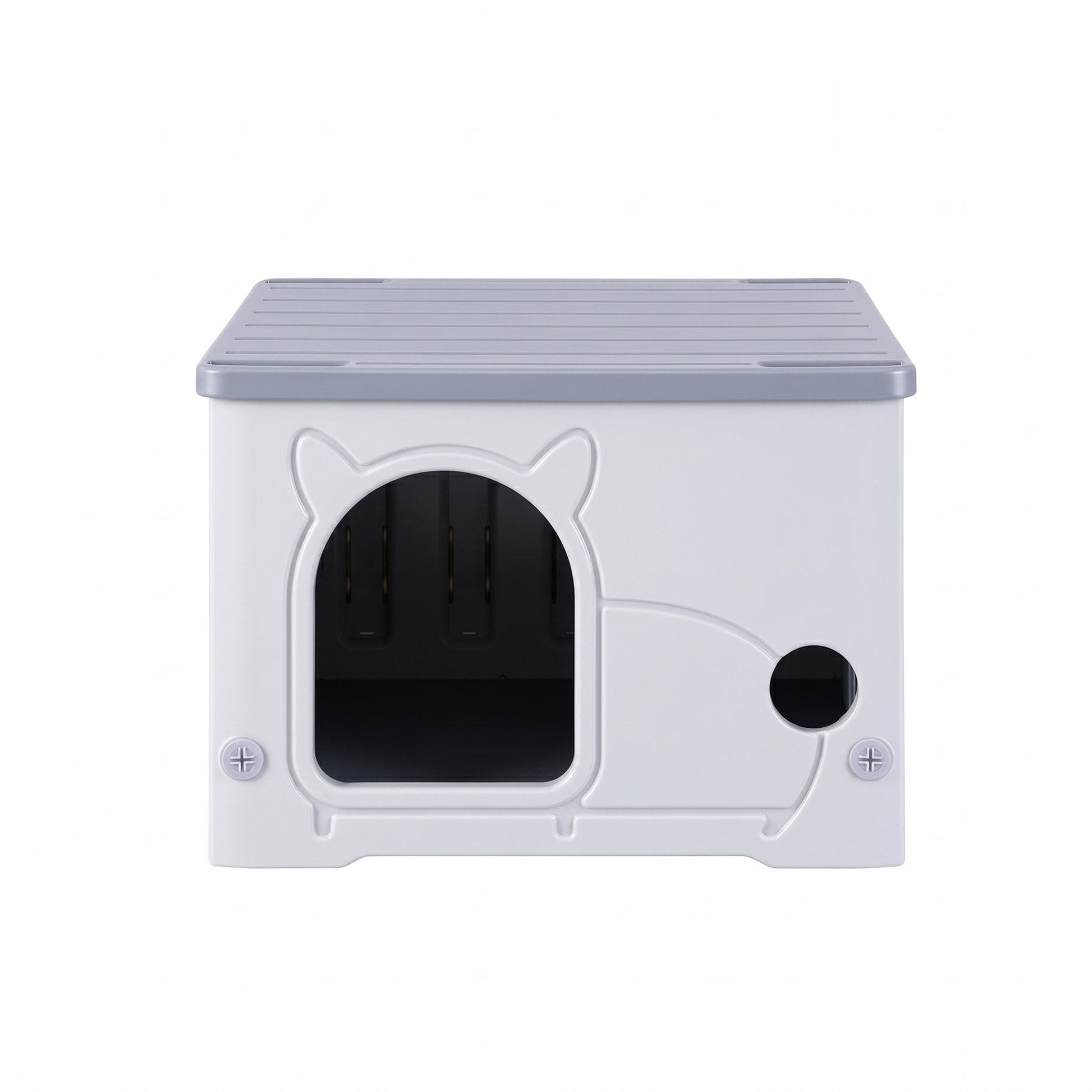 i.Pet Pet Care > Cat Supplies > Cat Carriers & Crates i.Pet Cat House Enclosed Shelter Plastic Nest Stackable Bench Box Outdoor Indoor Grey