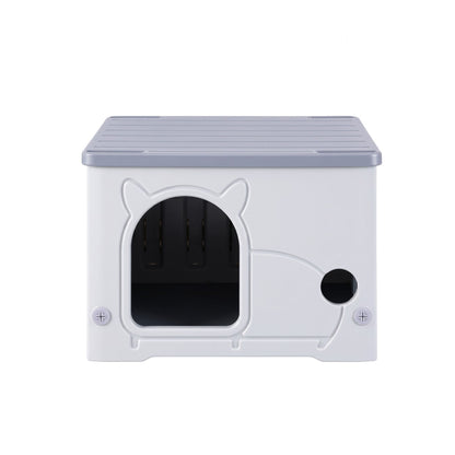 i.Pet Pet Care > Cat Supplies > Cat Carriers & Crates i.Pet Cat House Enclosed Shelter Plastic Nest Stackable Bench Box Outdoor Indoor Grey