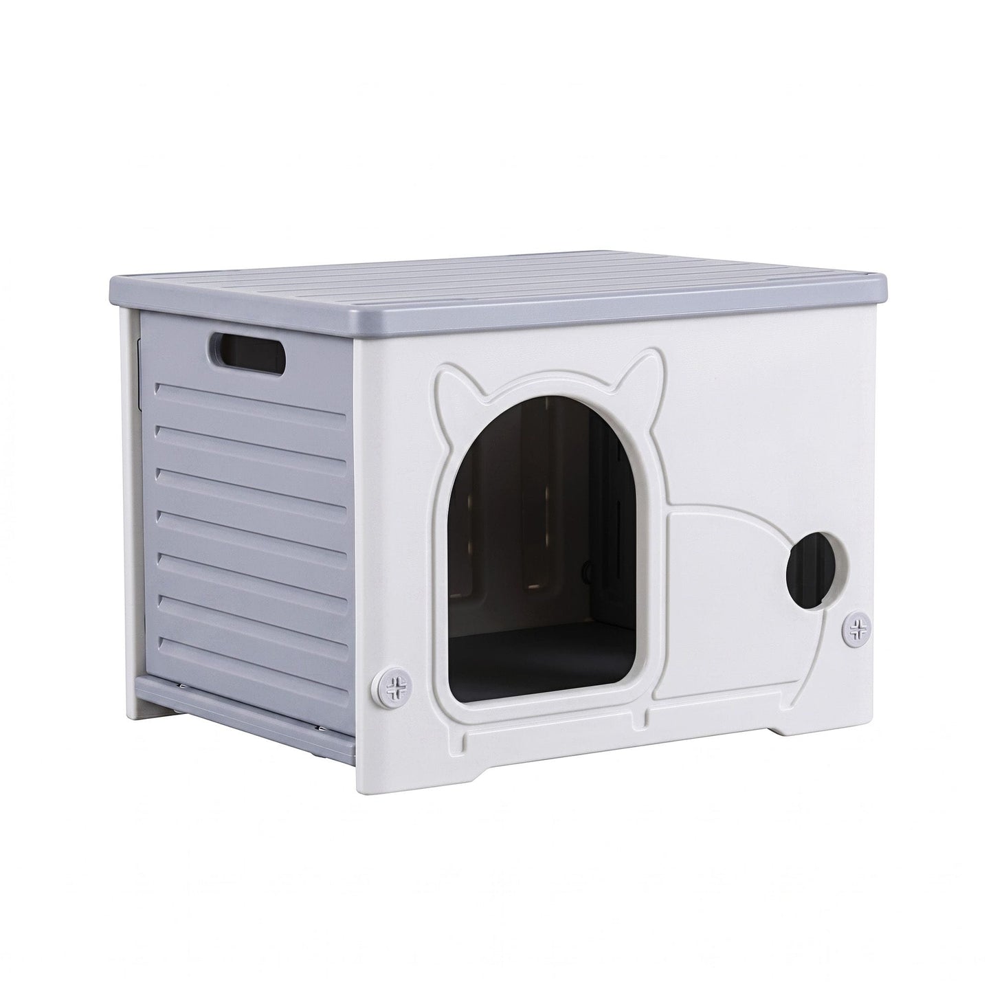 i.Pet Pet Care > Cat Supplies > Cat Carriers & Crates i.Pet Cat House Enclosed Shelter Plastic Nest Stackable Bench Box Outdoor Indoor Grey
