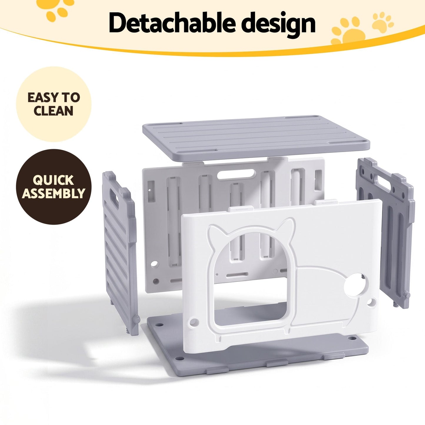 i.Pet Pet Care > Cat Supplies > Cat Carriers & Crates i.Pet Cat House Enclosed Shelter Plastic Nest Stackable Bench Box Outdoor Indoor Grey
