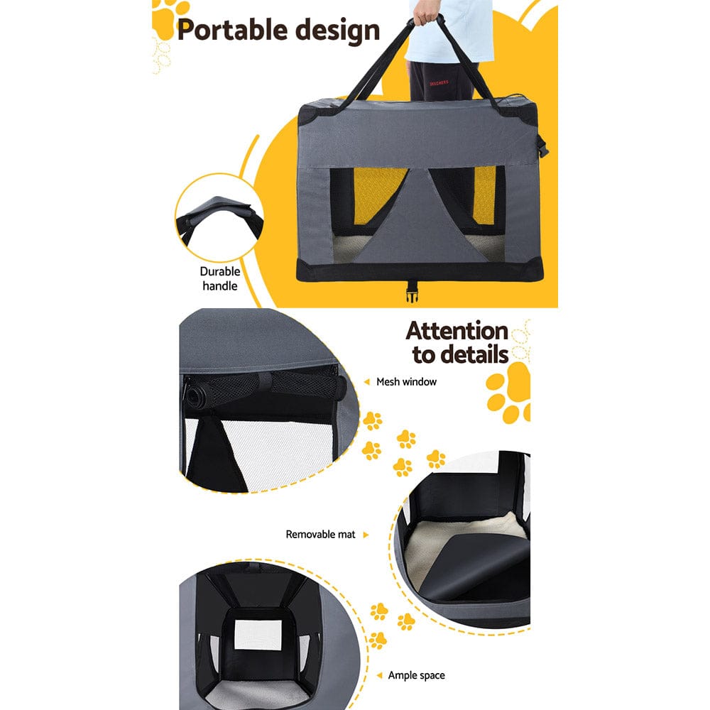i.Pet Pet Care > Cat Supplies > Cat Carriers & Crates i.Pet Pet Carrier Soft Crate Dog Cat Travel 60x42CM Portable Foldable Car M