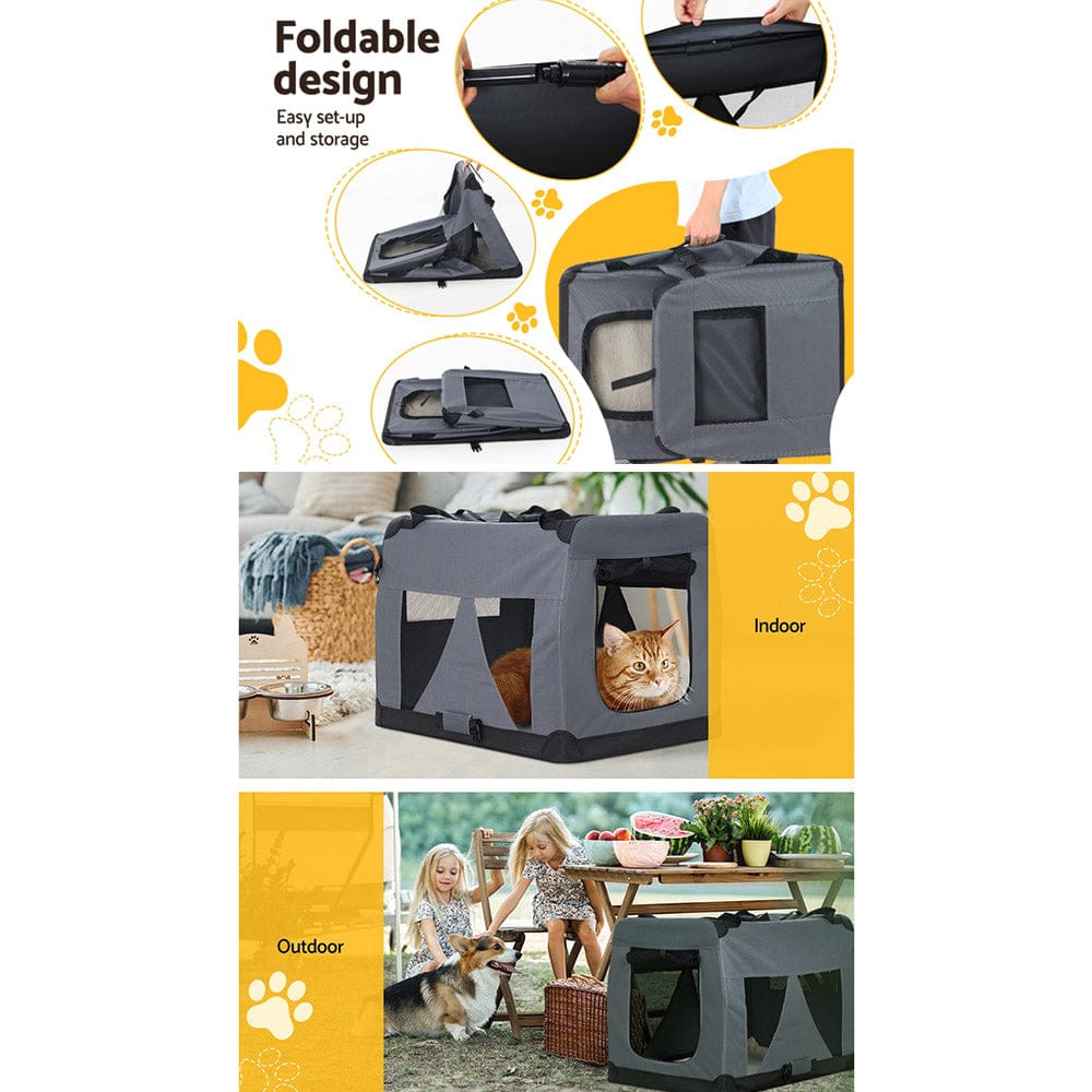 i.Pet Pet Care > Cat Supplies > Cat Carriers & Crates i.Pet Pet Carrier Soft Crate Dog Cat Travel 60x42CM Portable Foldable Car M