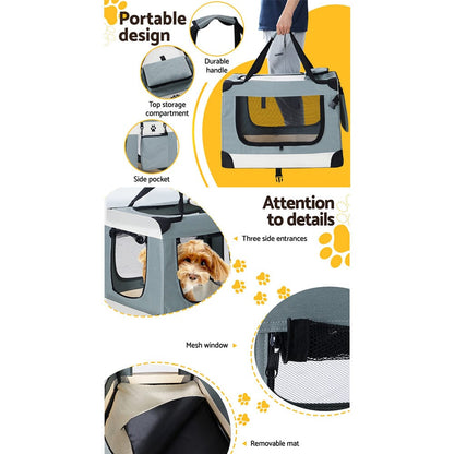 i.Pet Pet Care > Cat Supplies > Cat Carriers & Crates i.Pet Pet Carrier Soft Crate Dog Cat Travel 70x52CM Portable Foldable Car Large