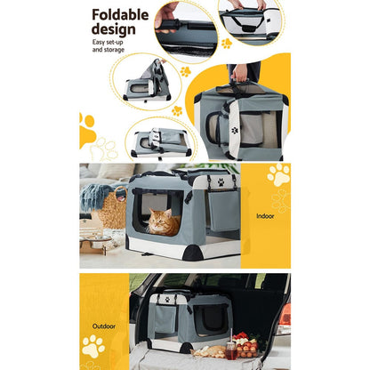 i.Pet Pet Care > Cat Supplies > Cat Carriers & Crates i.Pet Pet Carrier Soft Crate Dog Cat Travel 70x52CM Portable Foldable Car Large