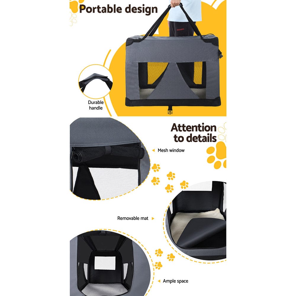i.Pet Pet Care > Cat Supplies > Cat Carriers & Crates i.Pet Pet Carrier Soft Crate Dog Cat Travel 82x58CM Portable Foldable Car XL