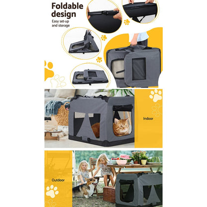 i.Pet Pet Care > Cat Supplies > Cat Carriers & Crates i.Pet Pet Carrier Soft Crate Dog Cat Travel 82x58CM Portable Foldable Car XL