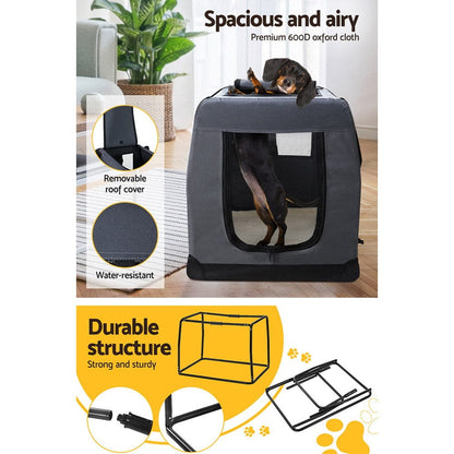 i.Pet Pet Care > Cat Supplies > Cat Carriers & Crates i.Pet Pet Carrier Soft Crate Dog Cat Travel 82x58CM Portable Foldable Car XL