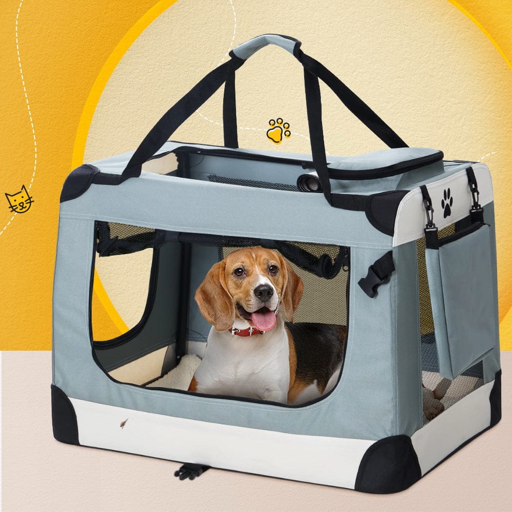 i.Pet Pet Care > Cat Supplies > Cat Carriers & Crates i.Pet Pet Carrier Soft Crate Dog Cat Travel 90x61CM Portable Foldable Car 2XL