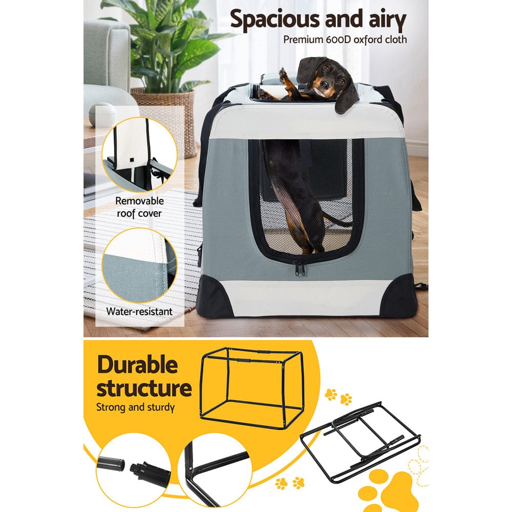 i.Pet Pet Care > Cat Supplies > Cat Carriers & Crates i.Pet Pet Carrier Soft Crate Dog Cat Travel 90x61CM Portable Foldable Car 2XL